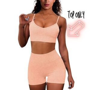 Salmon pink strappy sports bra from Amazon | Sz S